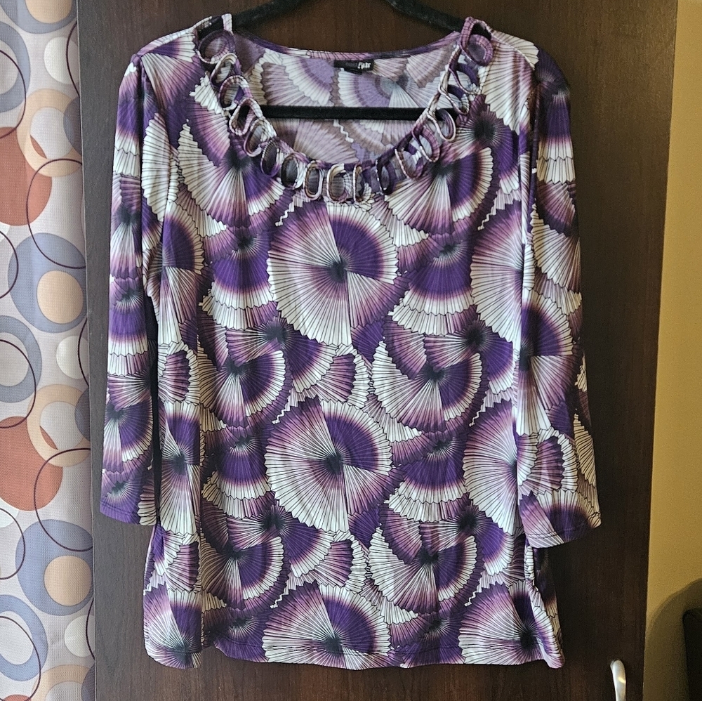 East 5th Purple and White Patterned Blouse